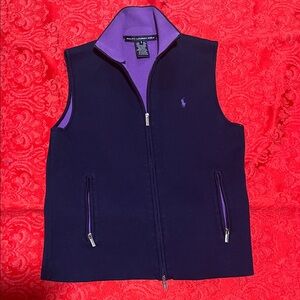 Ralph Lauren Sport Navy and Purple Full Zip Vest Cotton Size Small